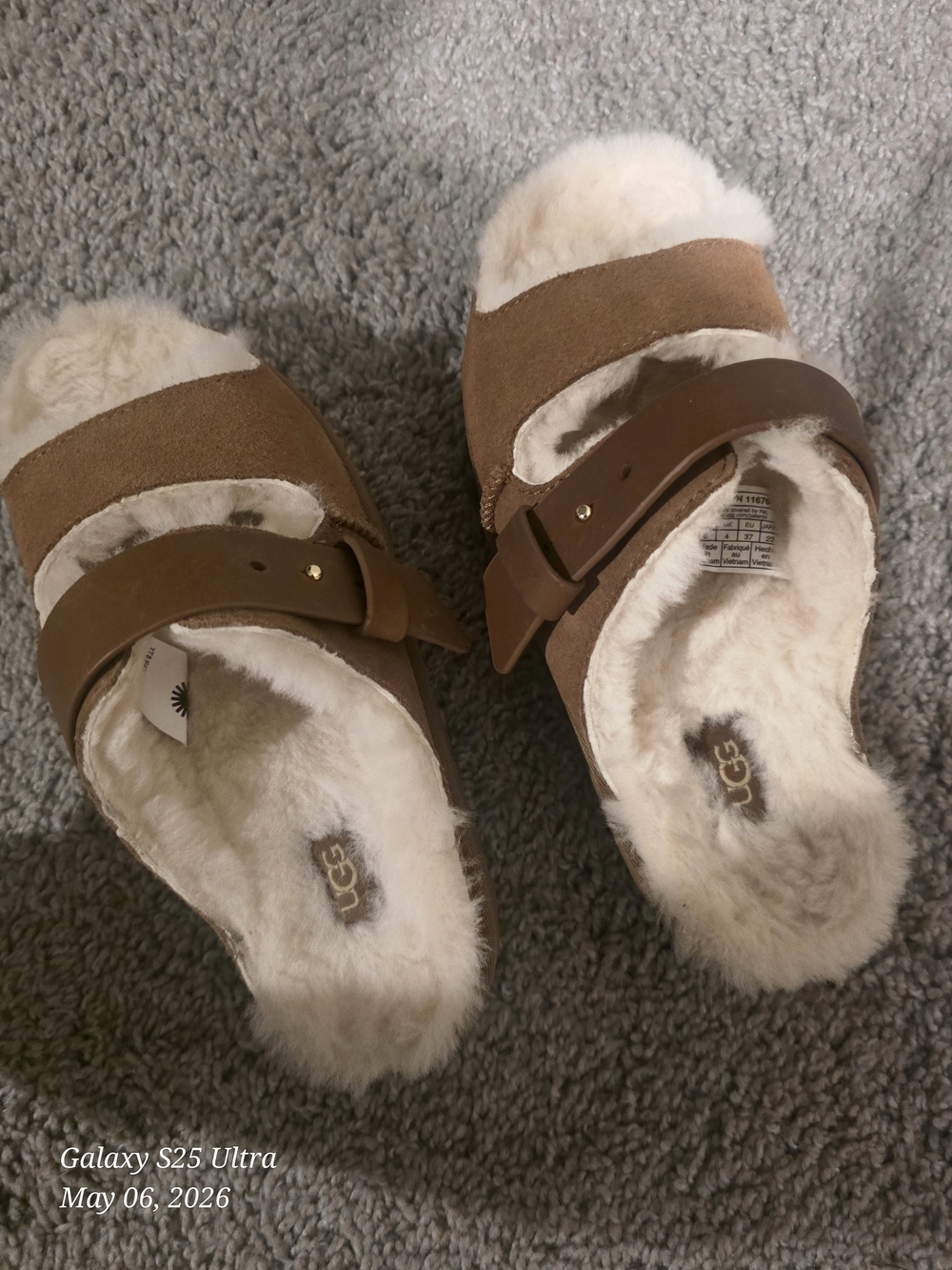 UGG Chestnut Suede Shearling Greenport Slide with Adjustable Strap - Picture 5 of 5